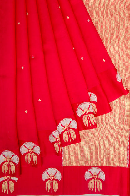 Banarasi Katan Silk Butta Red Saree
