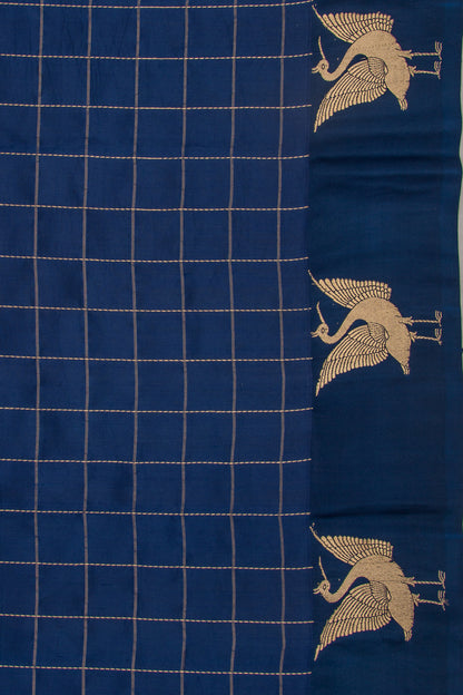 Banarasi Katan Silk Checks Dark Blue Saree