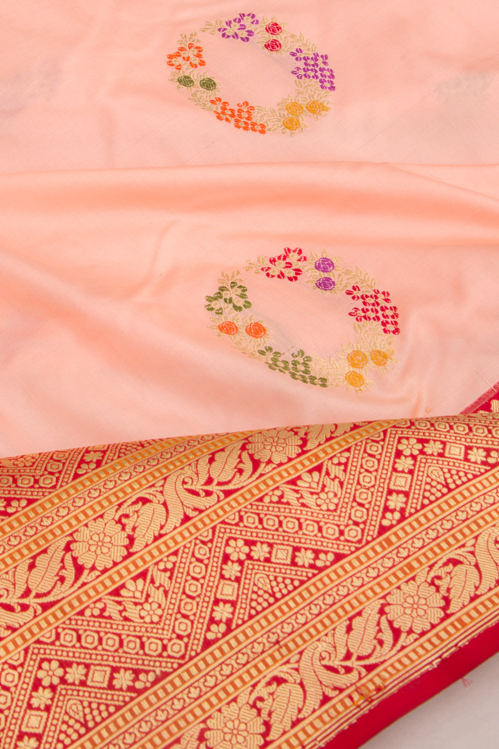 Banarasi Silk Butta Peach Saree