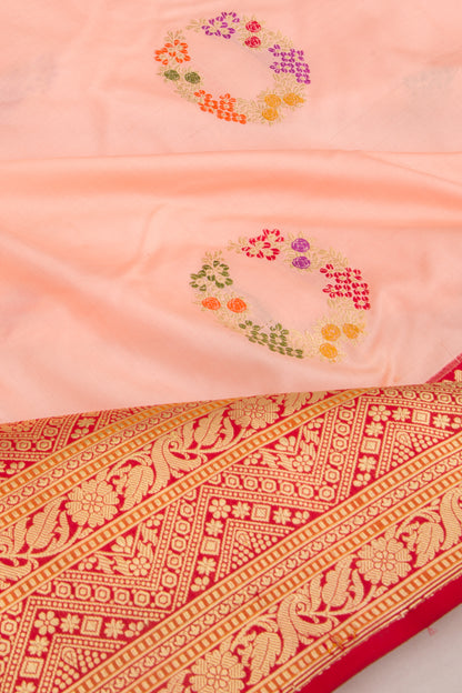 Banarasi Silk Butta Peach Saree