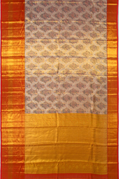 Kanchipuram Silk Tissue Brocade Peach Saree
