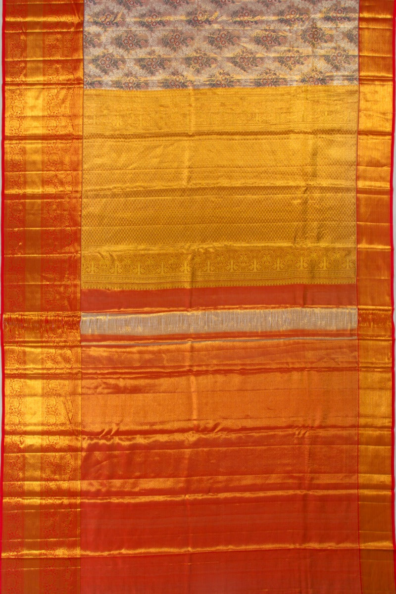Kanchipuram Silk Tissue Brocade Peach Saree