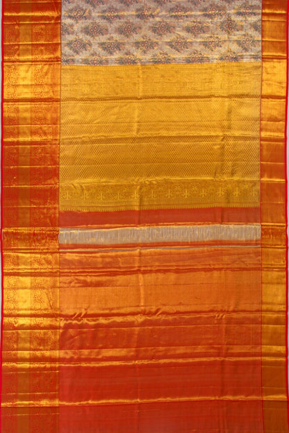 Kanchipuram Silk Tissue Brocade Peach Saree