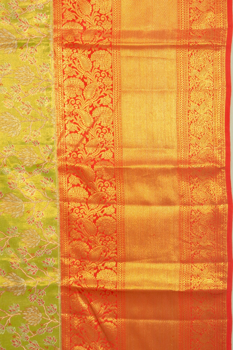 Kanchipuram Silk Tissue Jaal Green Saree