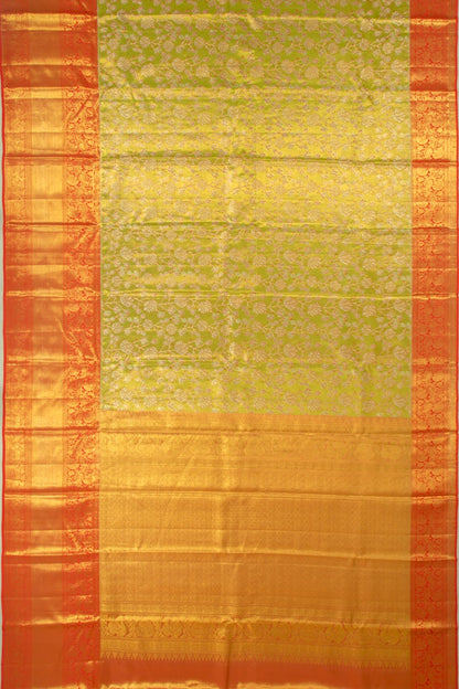 Kanchipuram Silk Tissue Jaal Green Saree