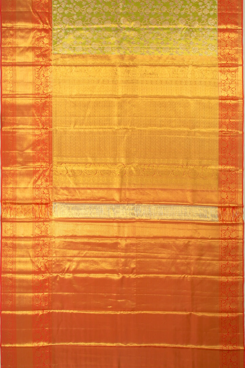 Kanchipuram Silk Tissue Jaal Green Saree