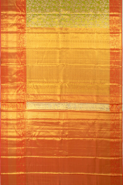 Kanchipuram Silk Tissue Jaal Green Saree