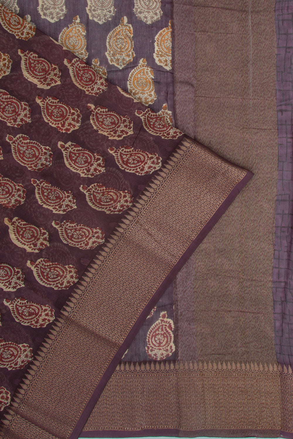 Chanderi Soft Silk Floral Printed Burgundy Saree