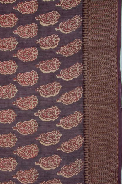 Chanderi Soft Silk Floral Printed Burgundy Saree