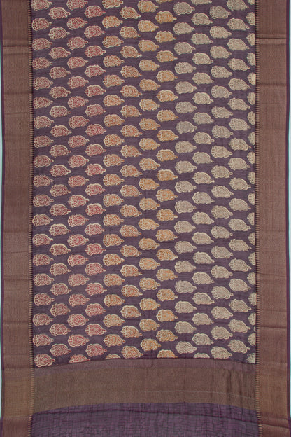 Chanderi Soft Silk Floral Printed Burgundy Saree