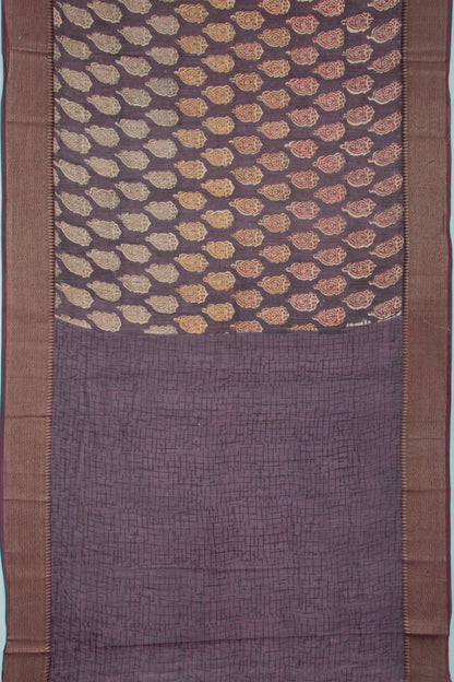 Chanderi Soft Silk Floral Printed Burgundy Saree