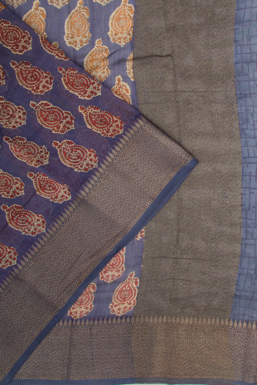 Chanderi Soft Silk Floral Printed Blue Saree