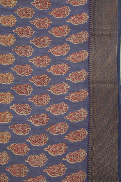Chanderi Soft Silk Floral Printed Blue Saree
