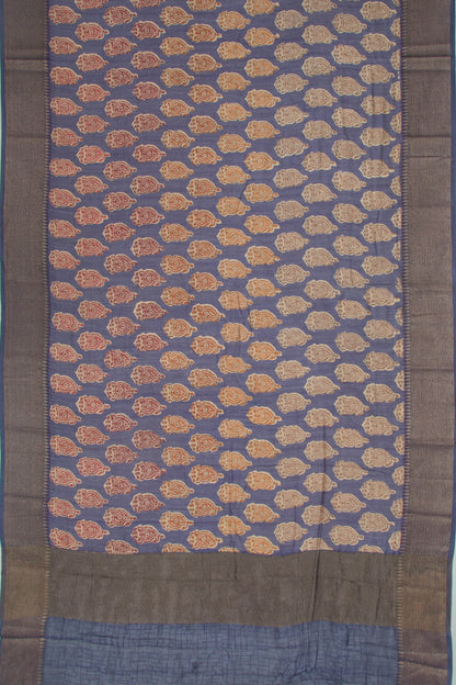 Chanderi Soft Silk Floral Printed Blue Saree