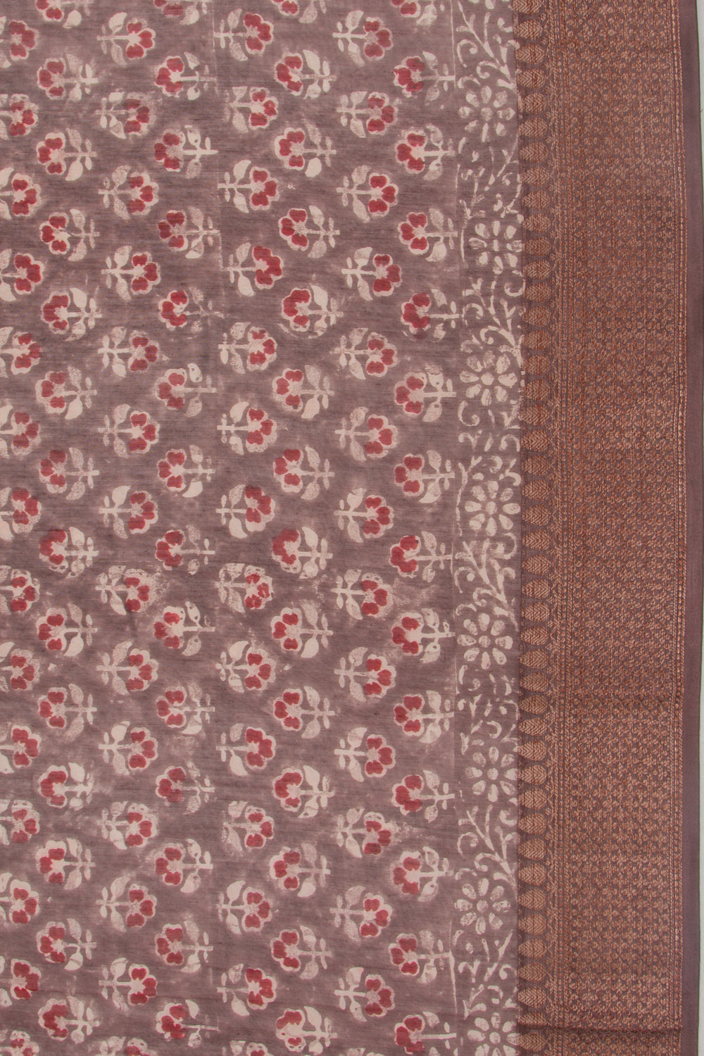 Chanderi Soft Silk Floral Printed Brown Saree