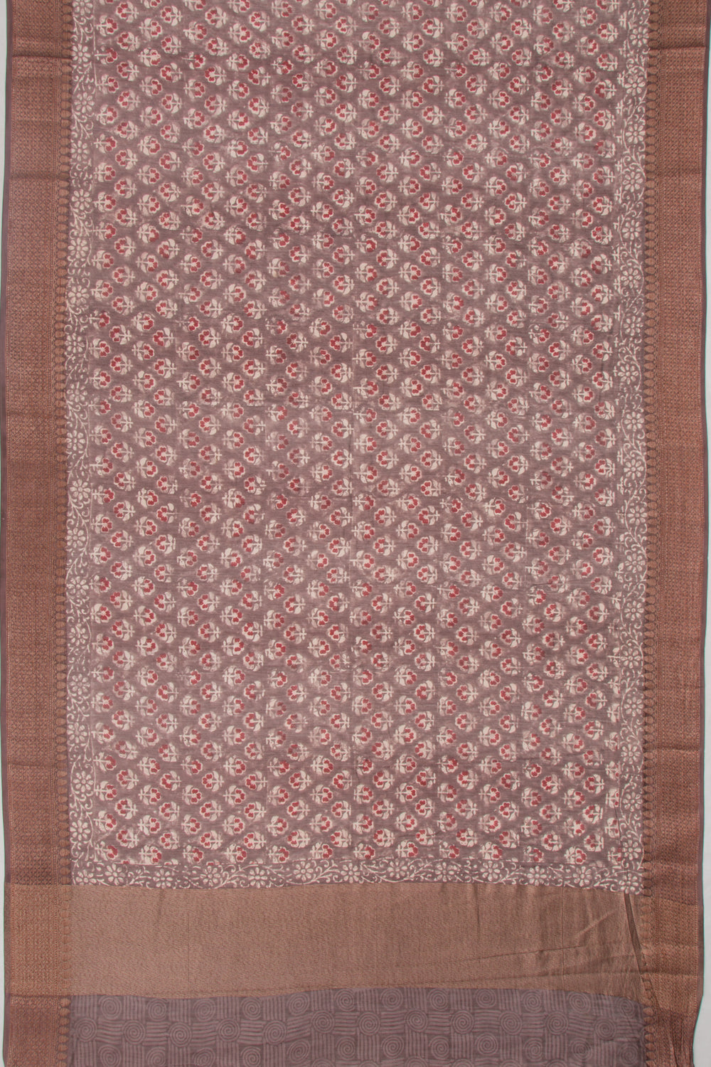 Chanderi Soft Silk Floral Printed Brown Saree