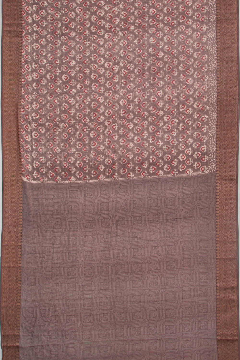 Chanderi Soft Silk Floral Printed Brown Saree