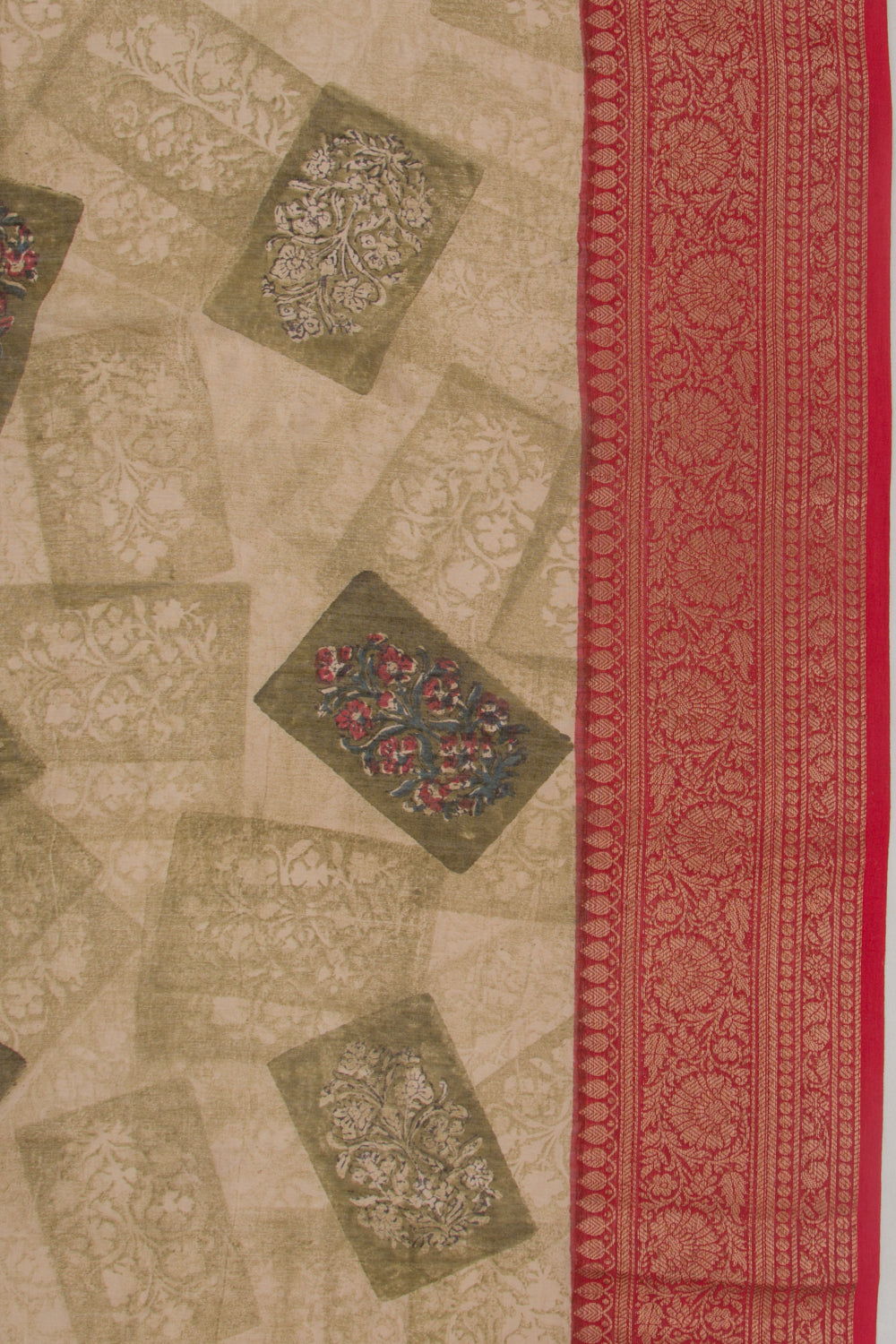 Chanderi Soft Silk Floral Printed Green Saree