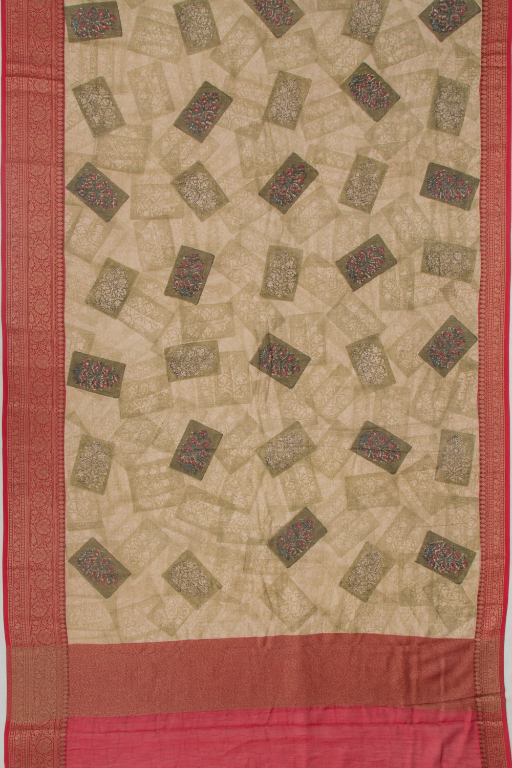 Chanderi Soft Silk Floral Printed Green Saree