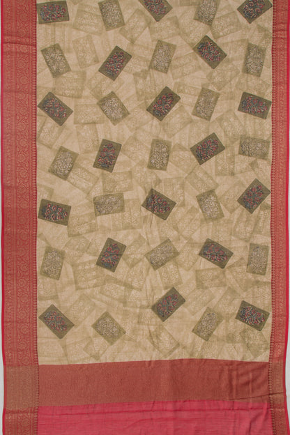 Chanderi Soft Silk Floral Printed Green Saree