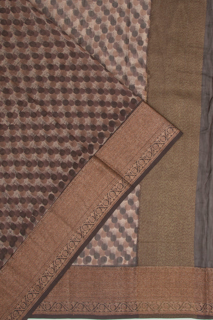 Chanderi Soft Silk Printed Brown Saree