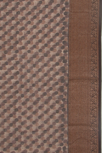 Chanderi Soft Silk Printed Brown Saree