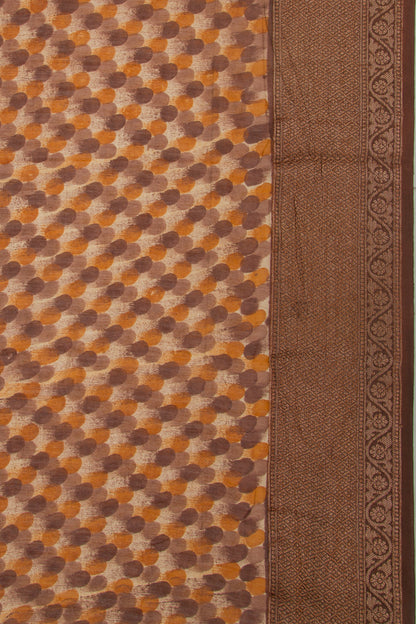 Chanderi Soft Silk Printed Cream Saree