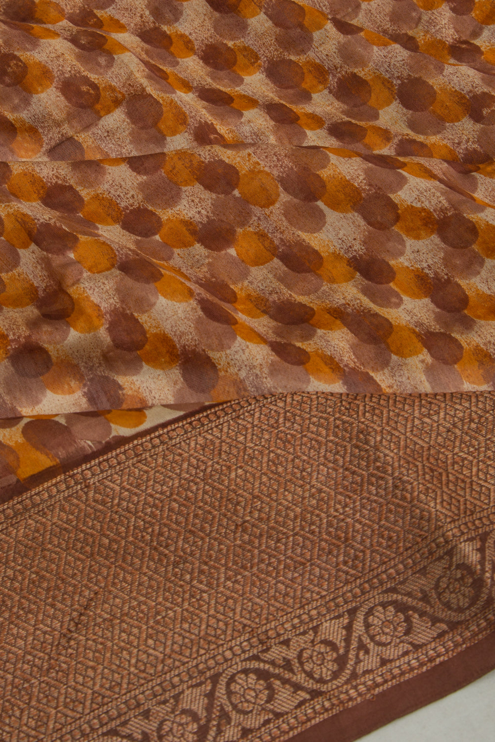 Chanderi Soft Silk Printed Cream Saree