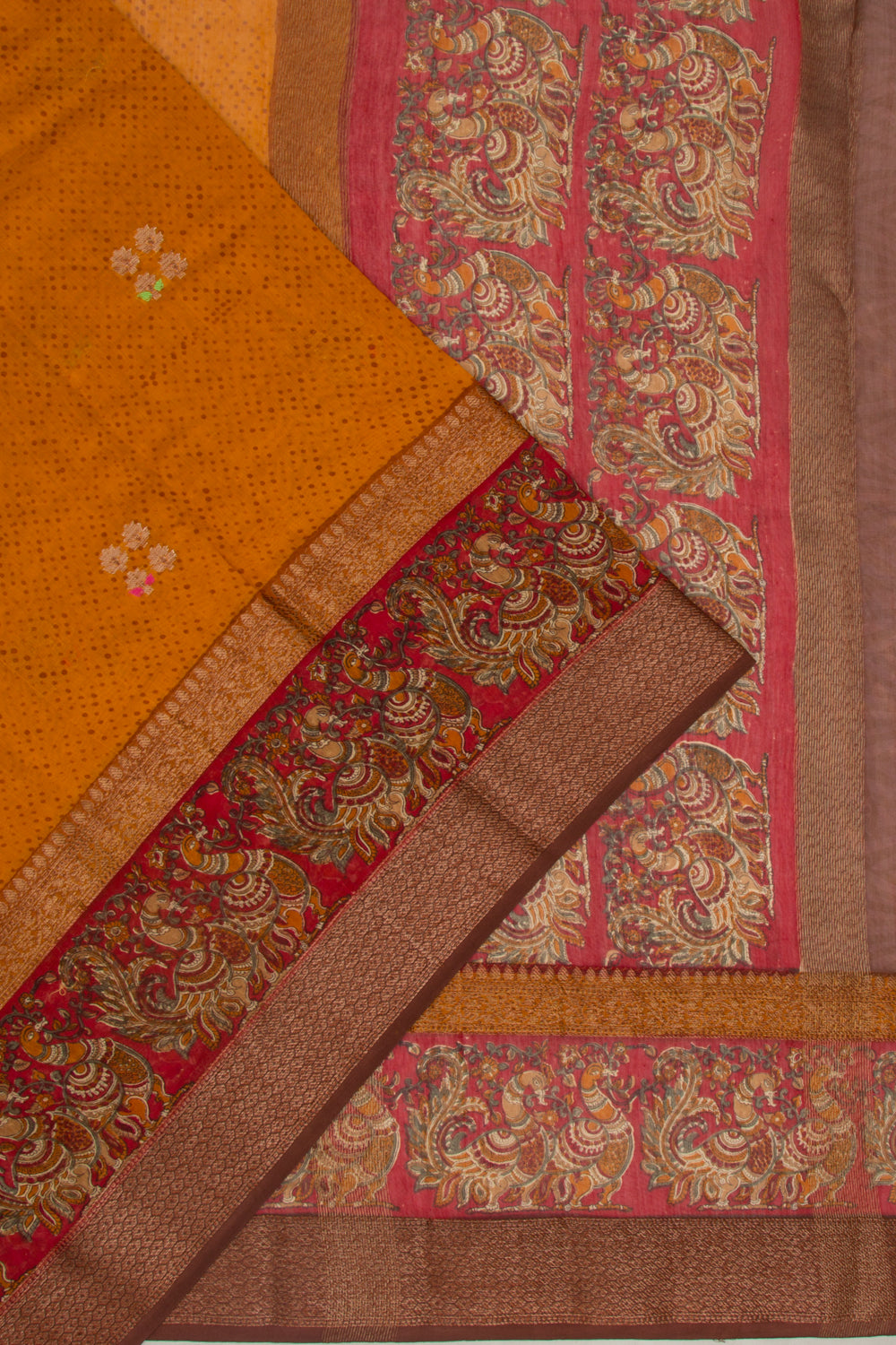 Chanderi Silk Butta Mustard Yellow Saree