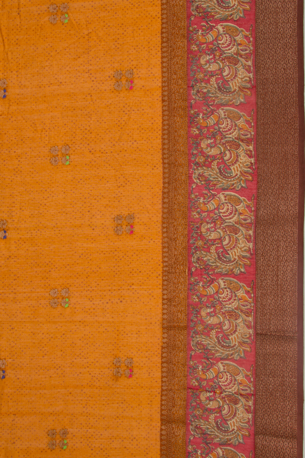 Chanderi Silk Butta Mustard Yellow Saree