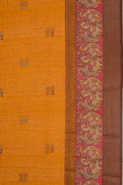 Chanderi Silk Butta Mustard Yellow Saree