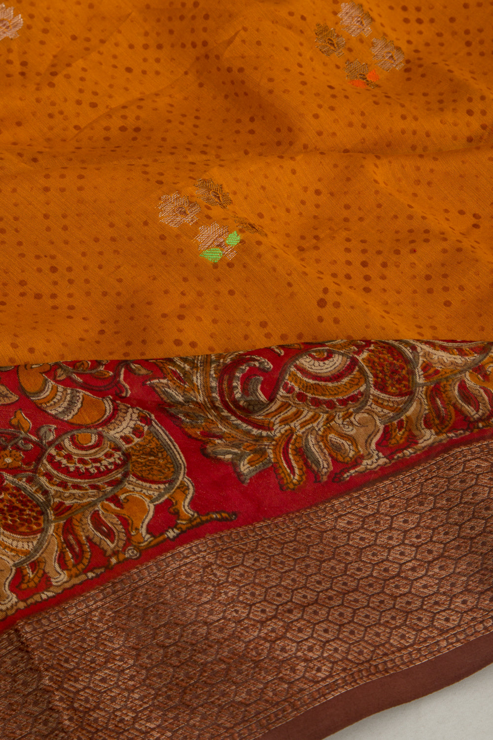 Chanderi Silk Butta Mustard Yellow Saree