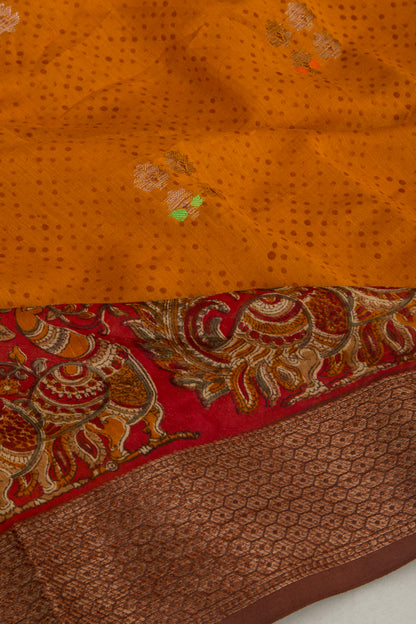 Chanderi Silk Butta Mustard Yellow Saree