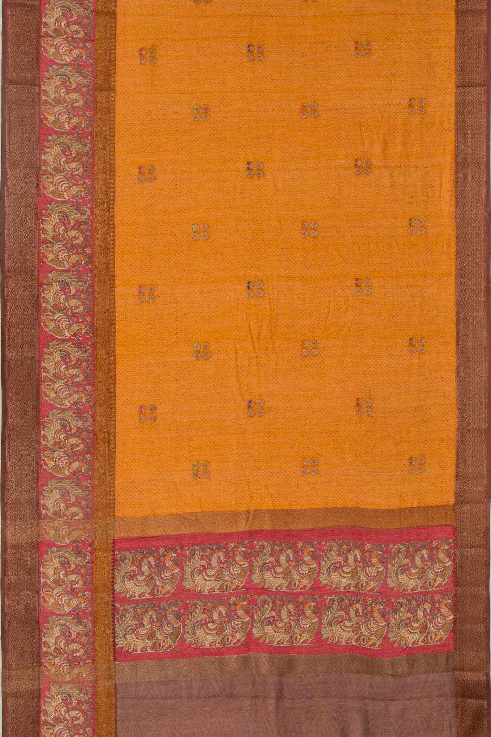 Chanderi Silk Butta Mustard Yellow Saree