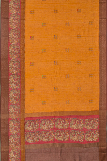 Chanderi Silk Butta Mustard Yellow Saree