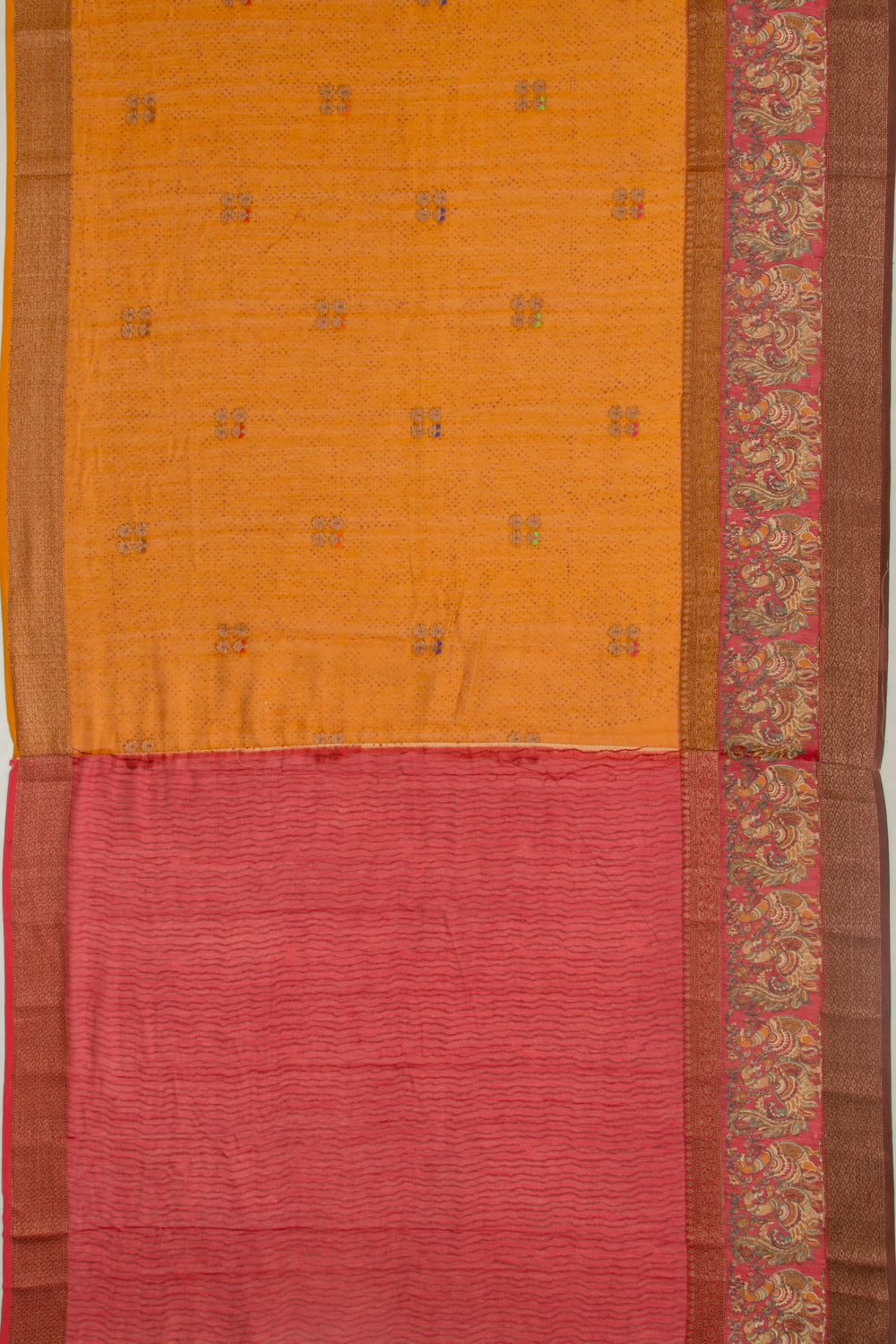 Chanderi Silk Butta Mustard Yellow Saree