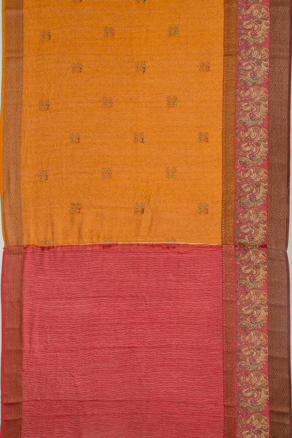 Chanderi Silk Butta Mustard Yellow Saree