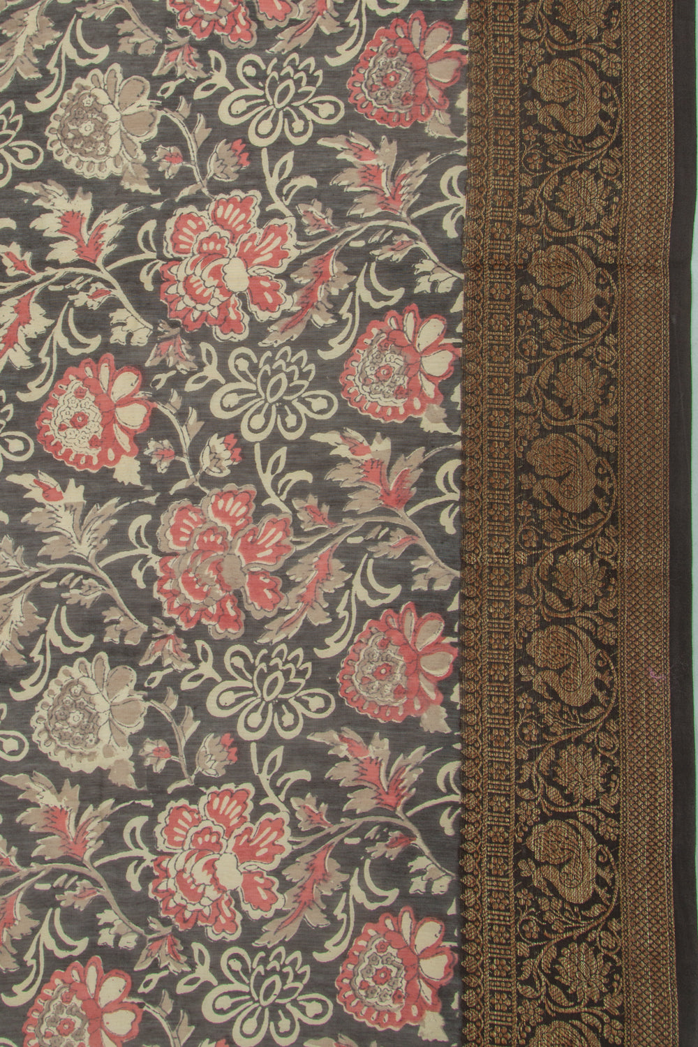 Chanderi Soft Silk Floral Printed Black Saree