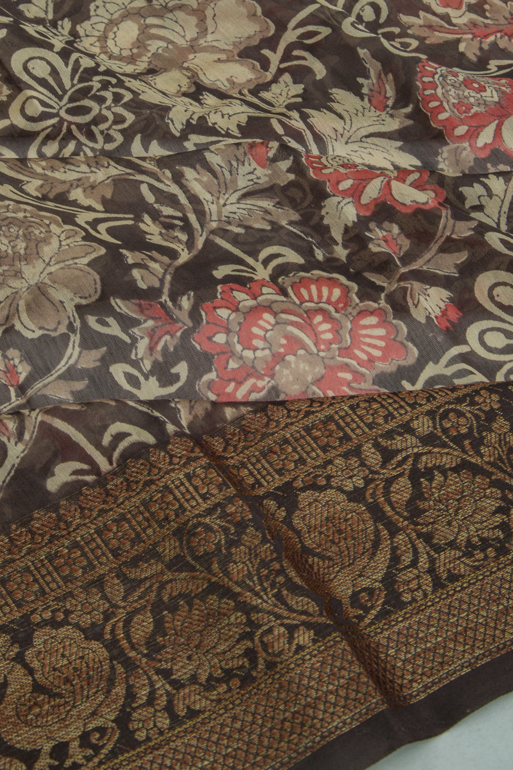 Chanderi Soft Silk Floral Printed Black Saree