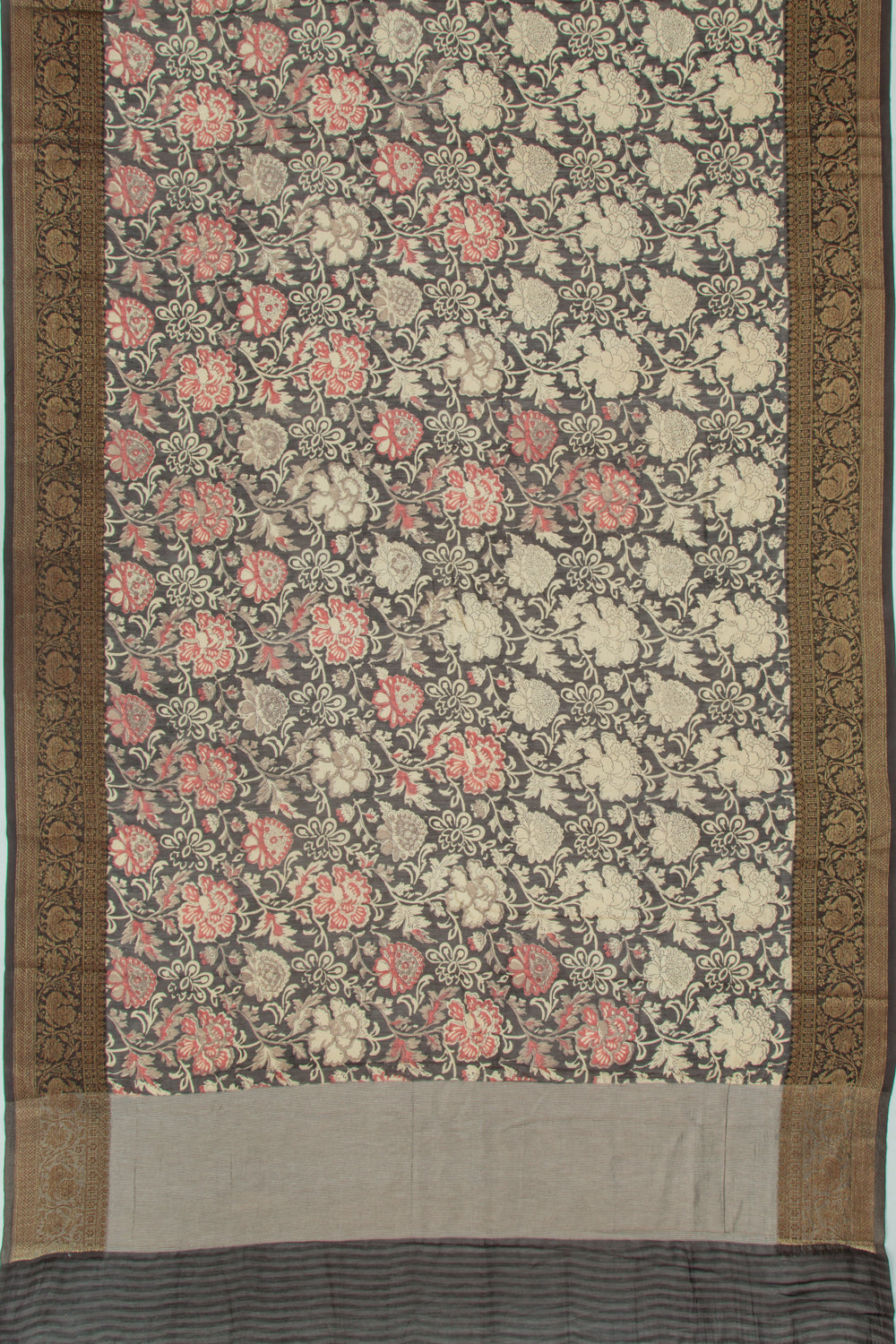 Chanderi Soft Silk Floral Printed Black Saree