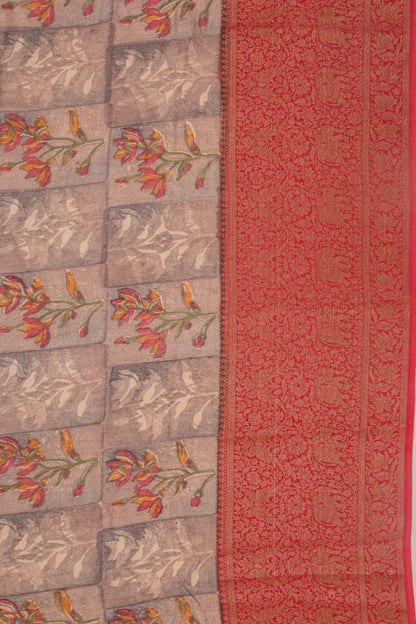 Chanderi Silk Floral Printed Grey Saree