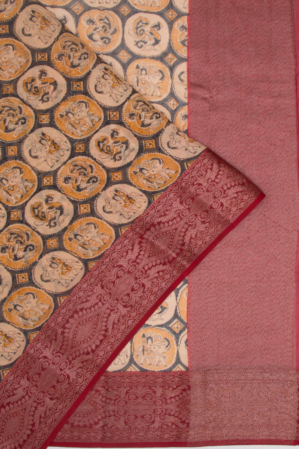 Chanderi Silk Printed Black Saree