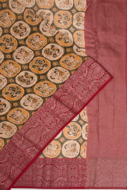 Chanderi Silk Printed Green Saree