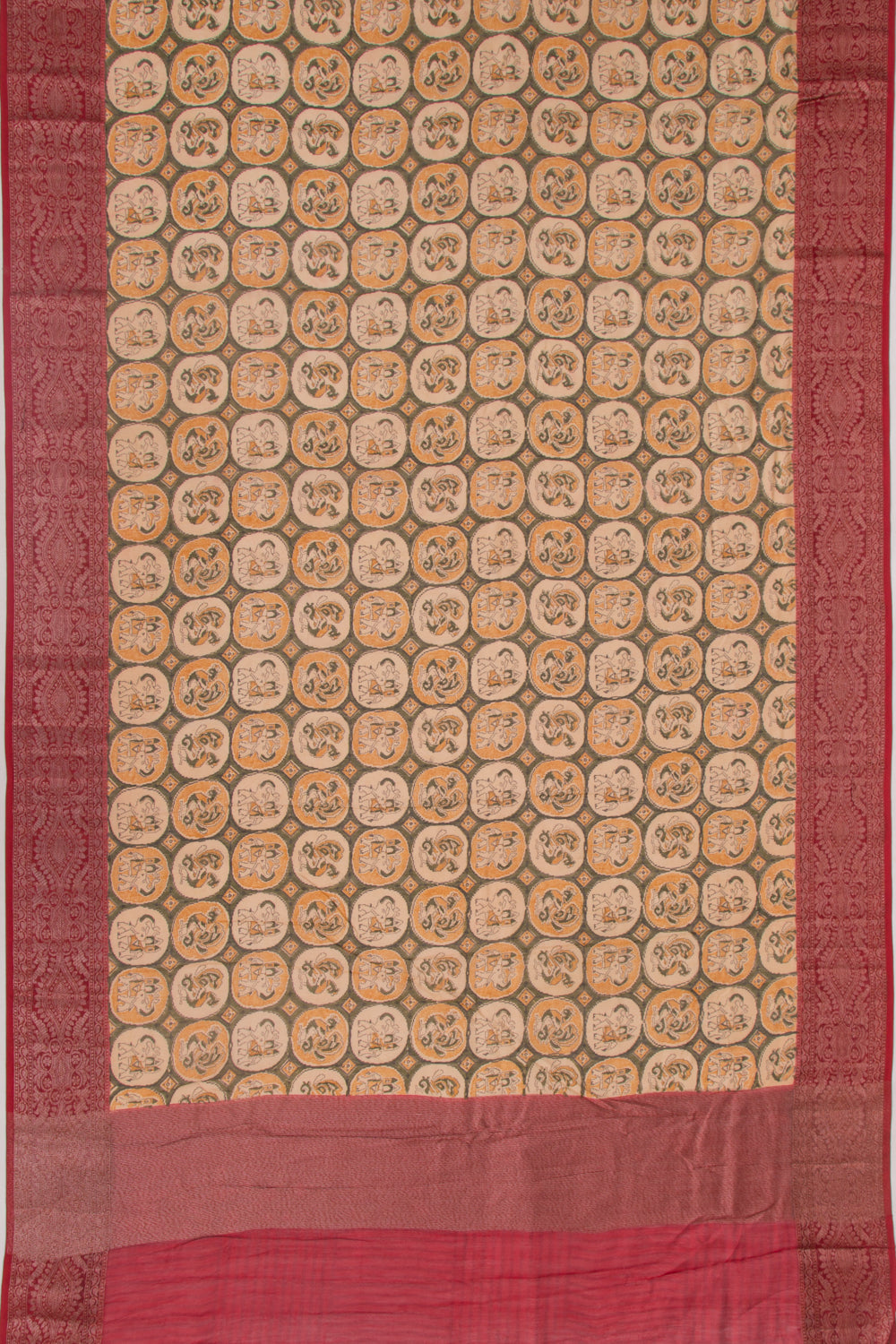 Chanderi Silk Printed Green Saree