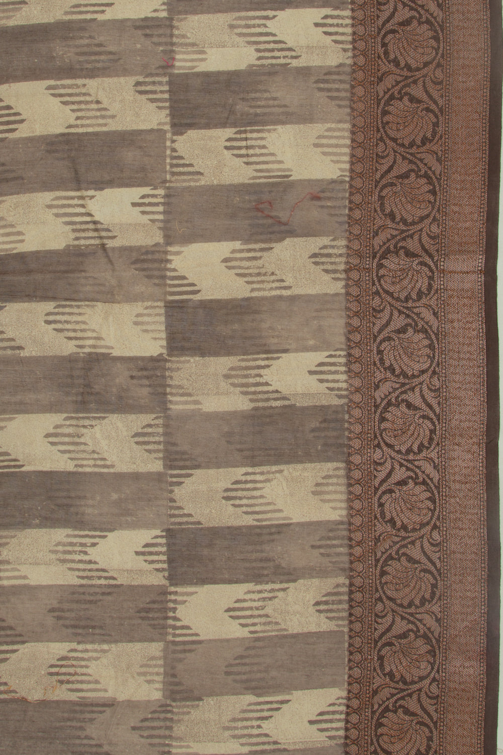 Chanderi Silk Printed Dark Brown Saree