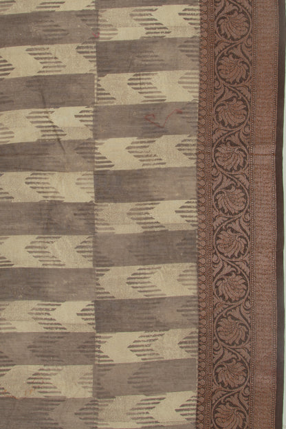 Chanderi Silk Printed Dark Brown Saree