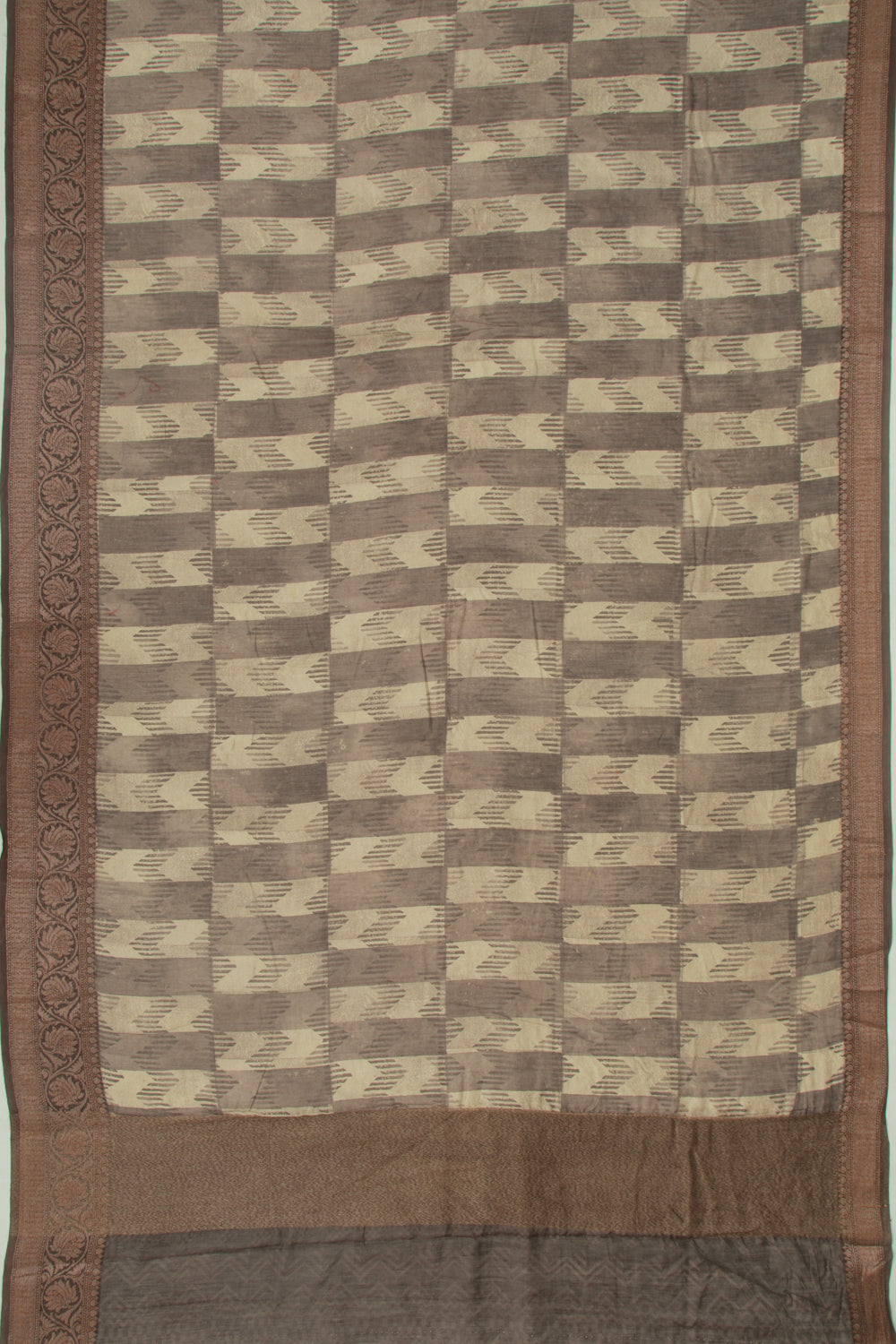 Chanderi Silk Printed Dark Brown Saree