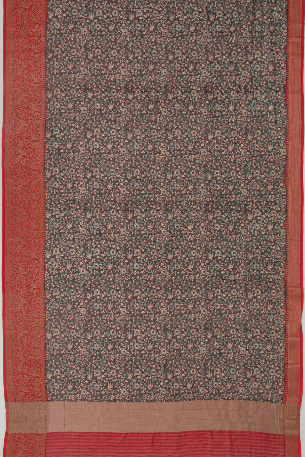 Chanderi Silk Floral Printed Black Saree