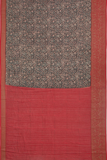 Chanderi Silk Floral Printed Black Saree