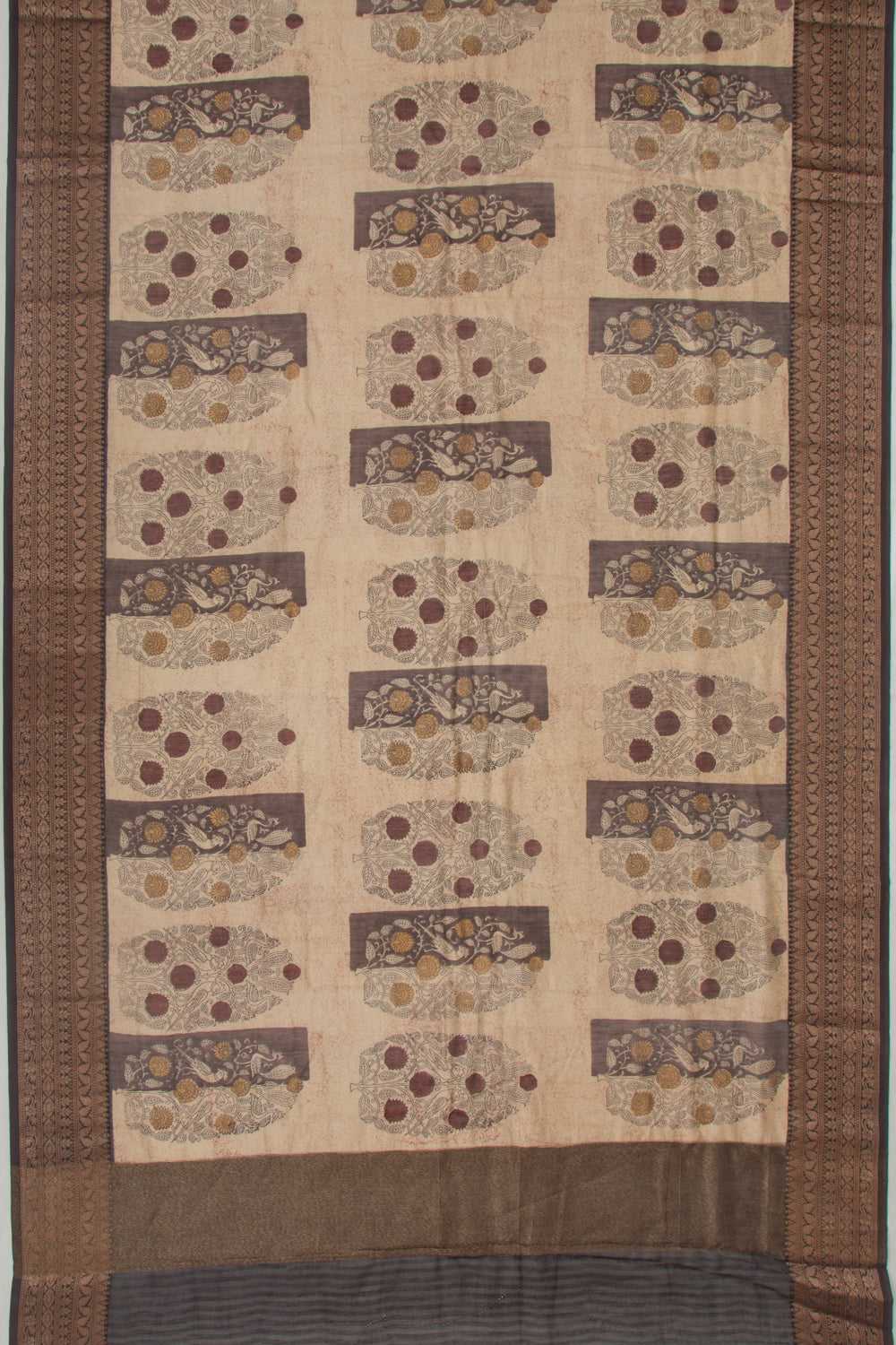 Chanderi Silk Floral Printed Cream Saree